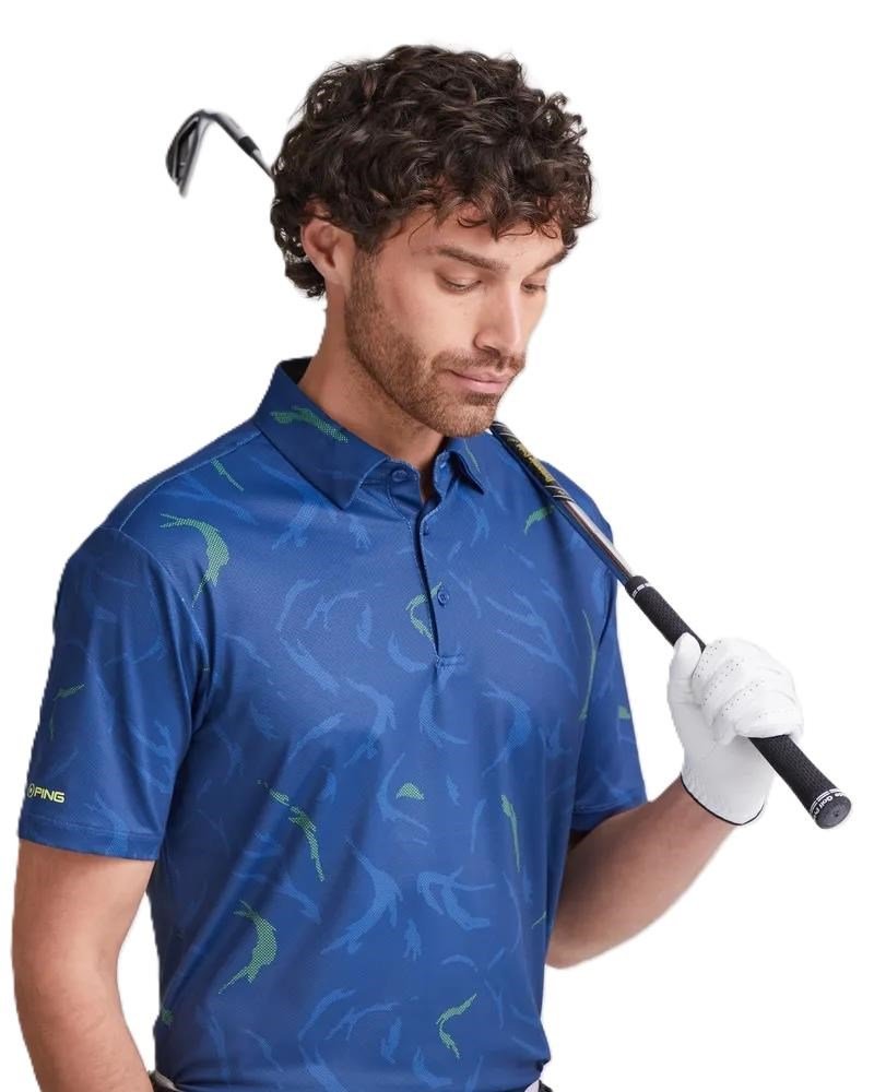 PING Ephron Printed mens polo, inky multi