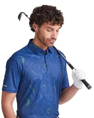 PING Ephron Printed mens polo, inky multi