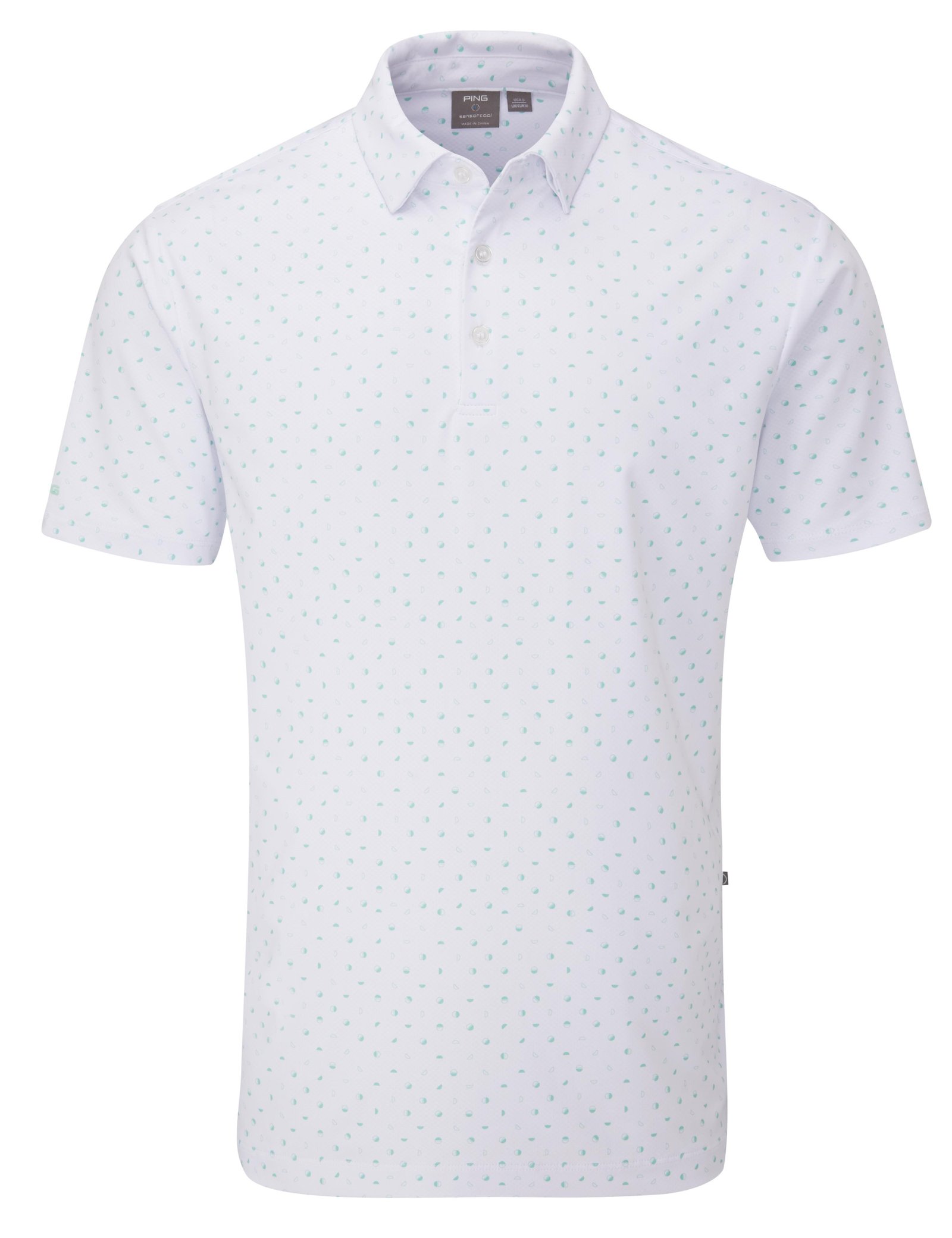 PING Ephron Printed mens polo, white/green bay multi