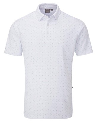 PING Ephron Printed mens polo, white/green bay multi