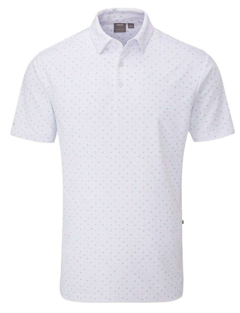 PING Ephron Printed mens polo, white/green bay multi