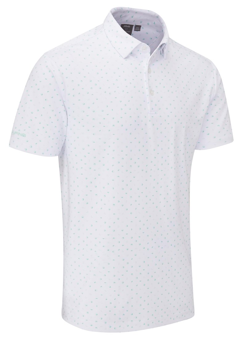 PING Ephron Printed mens polo, white/green bay multi