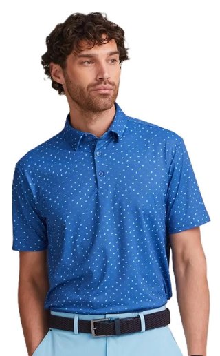 PING Ephron Printed mens polo, bright cobalt multi