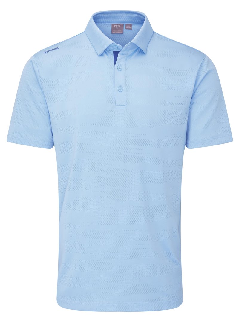 PING Claude Camo Mesh mens polo, baltic sea