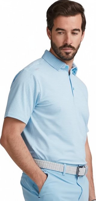 PING Langford men's polo, baltic sea/white