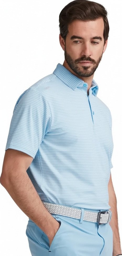 PING Langford men's polo, baltic sea/white