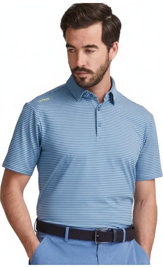 PING Langford men's polo, bright cobalt/white