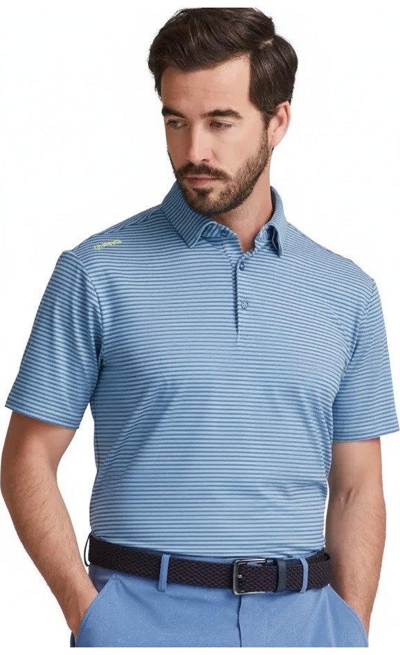 PING Langford men's polo, bright cobalt/white
