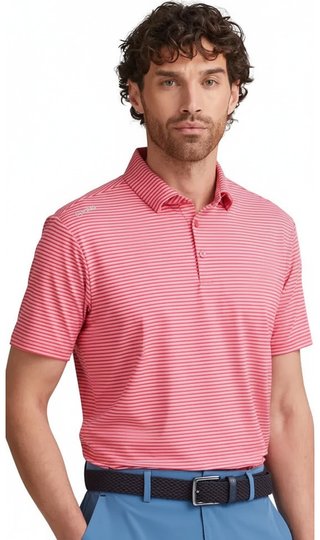 PING Langford men's polo, rhapsody/pink white