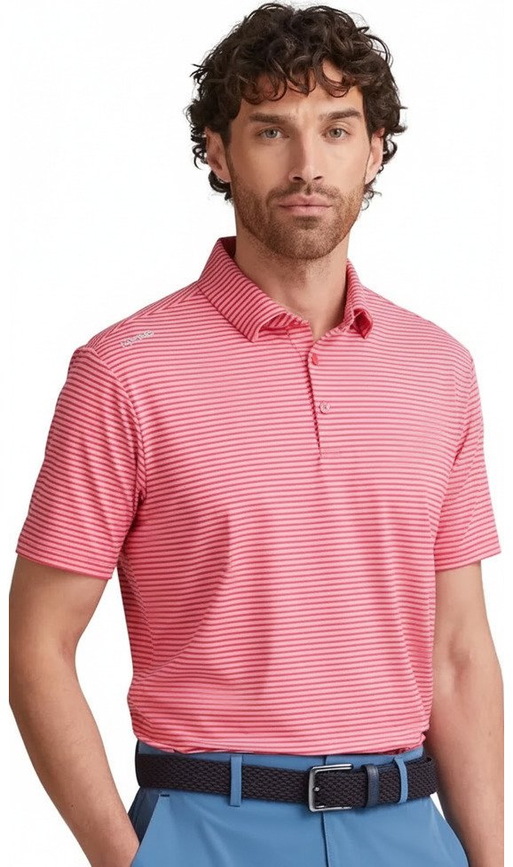 PING Langford men's polo, rhapsody/pink white