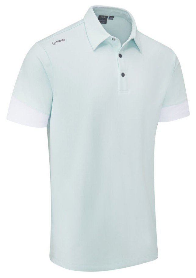 PING Ty men's polo, seaspray/white
