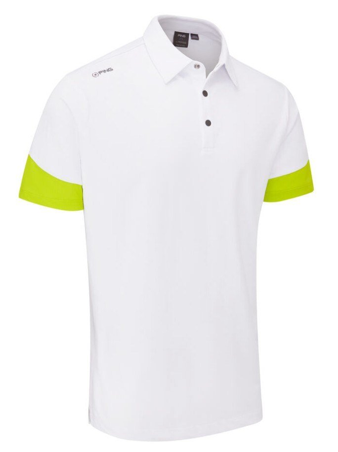 PING Ty men's polo, white/lime