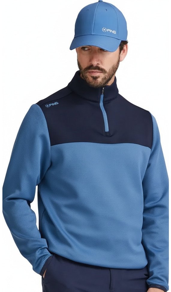 PING Kinver mens sweatshirt, stellar/navy