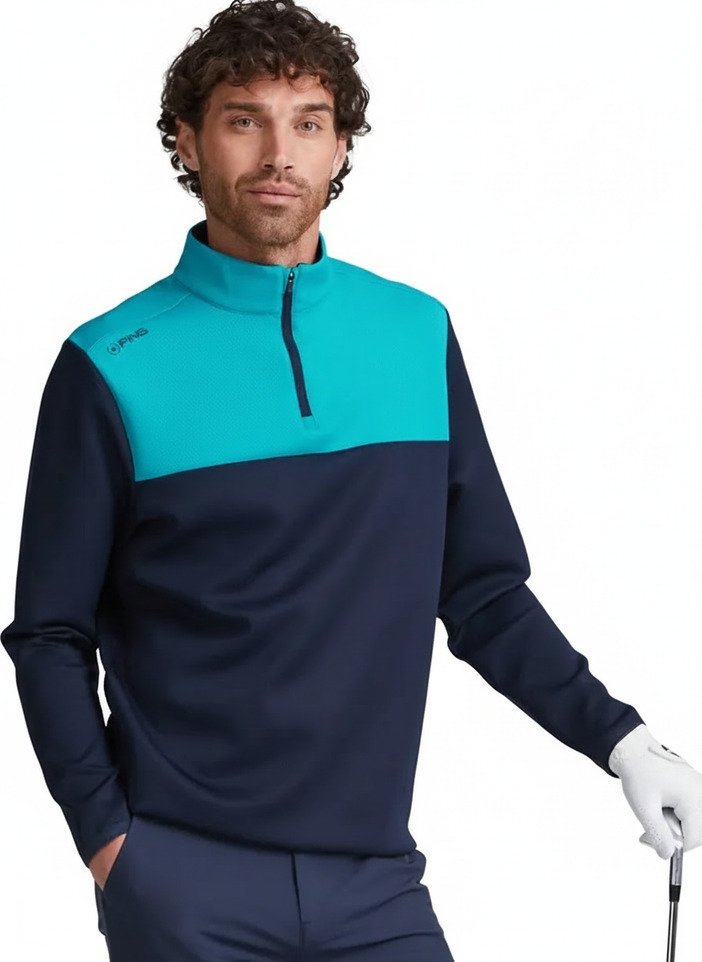 PING Kinver men's sweatshirt, navy/turquoise
