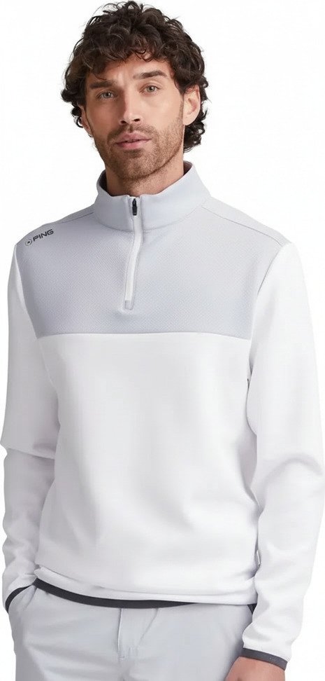 PING Kinver men's sweatshirt, white/pearl grey