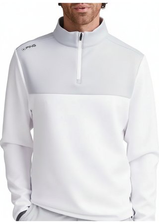 PING Kinver men's sweatshirt, white/pearl grey
