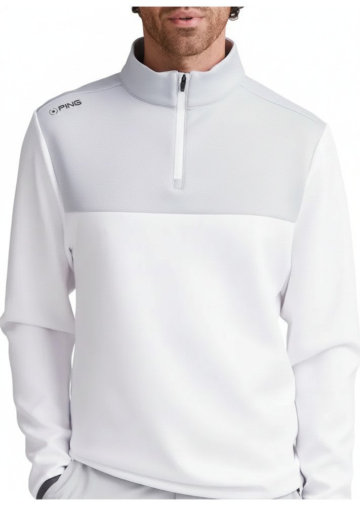 PING Kinver men's sweatshirt, white/pearl grey