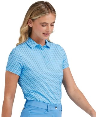 PING Aeria Printed ladies polo, azure geo