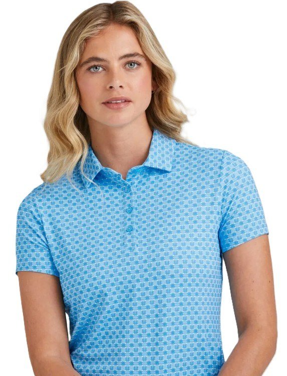PING Aeria Printed ladies polo, azure geo
