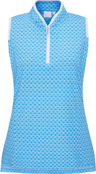 PING Penola Printed Sleeveless women's polo, azuro geo