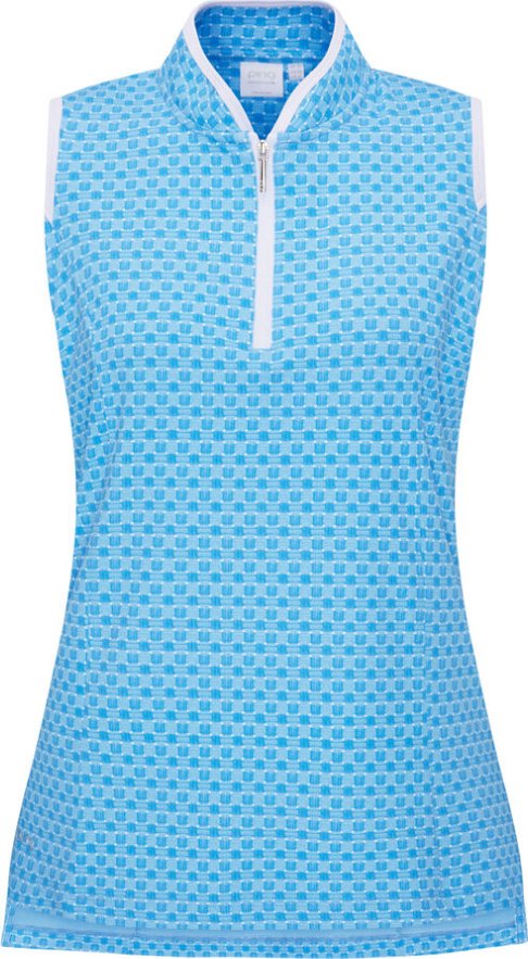 PING Penola Printed Sleeveless women's polo, azuro geo
