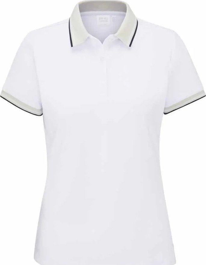PING Viviana Tipped women's polo, white/pebble
