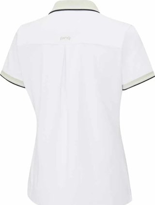 PING Viviana Tipped women's polo, white/pebble
