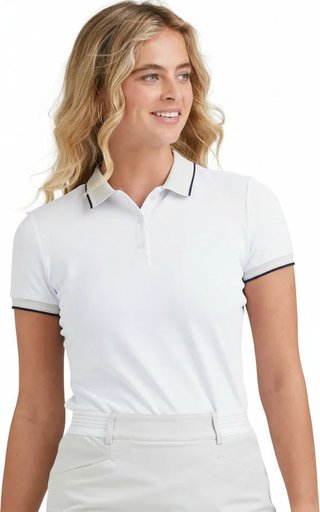 PING Viviana Tipped women's polo, white/pebble
