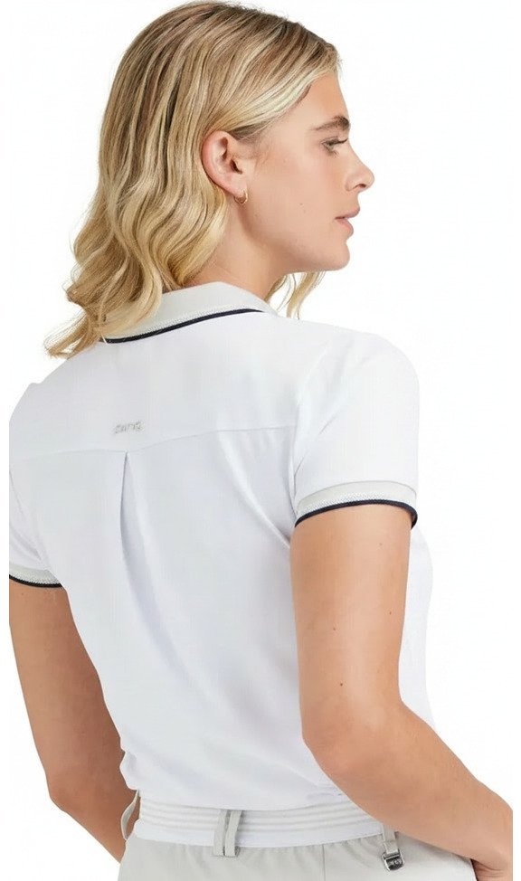 PING Viviana Tipped women's polo, white/pebble