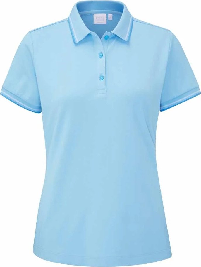 PING Viviana Tipped women's polo, baltic sea