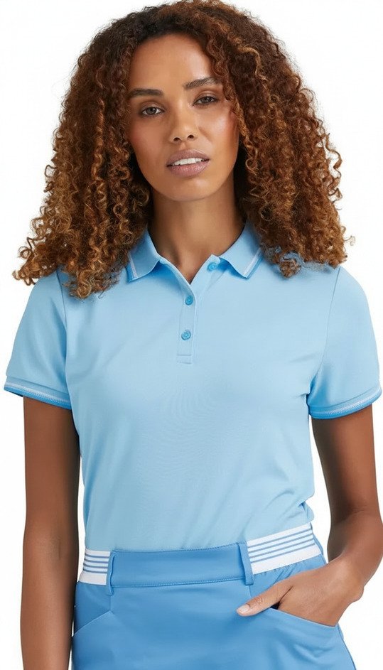 PING Viviana Tipped women's polo, baltic sea