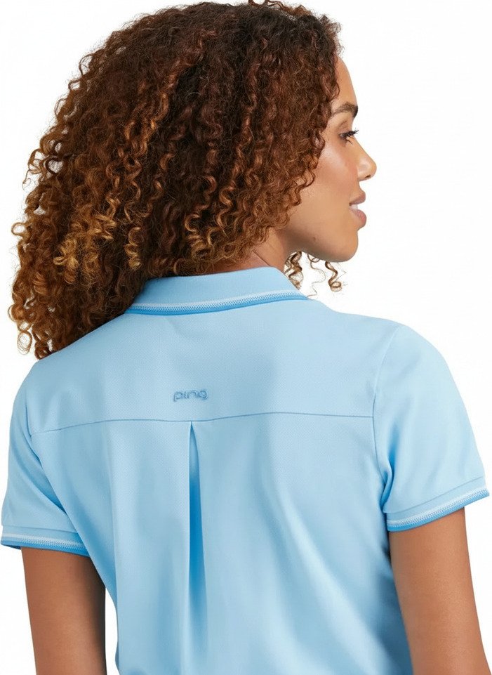PING Viviana Tipped women's polo, baltic sea