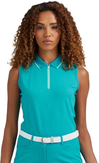 PING Eben Sleeveless women's polo, turquoise