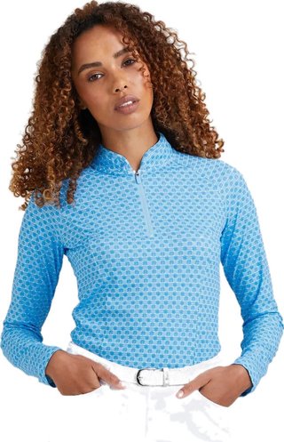 PING Arwen Printed Longsleeve women's polo, azure geo