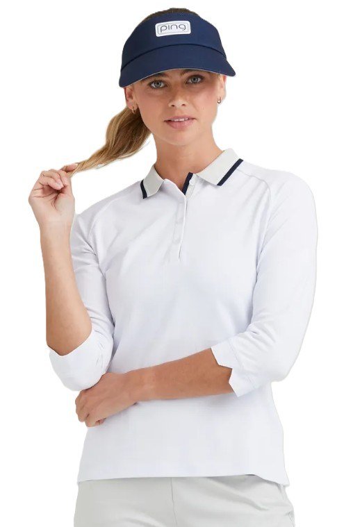 PING Alicia ladies polo, white/pebble
