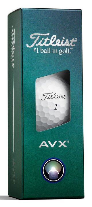 Titleist AVX golf balls, black text: CCC