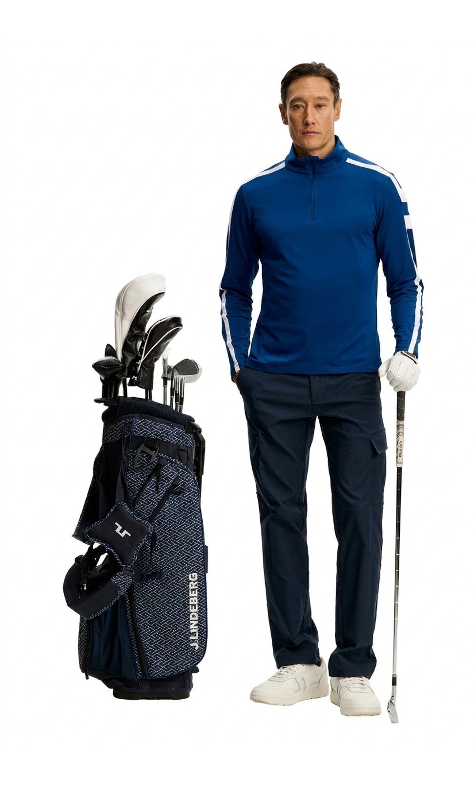 J.Lindeberg Keaton Quarter Zip men's mid layer, Estate Blue