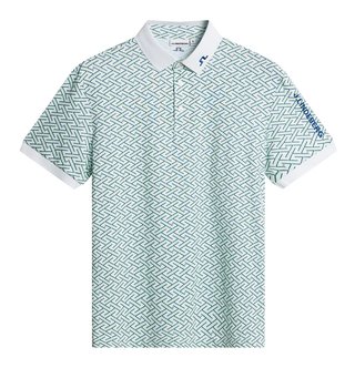 J.Lindeberg Tour Tech Print mens polo, ladder white bay