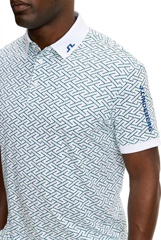 J.Lindeberg Tour Tech Print mens polo, ladder white bay