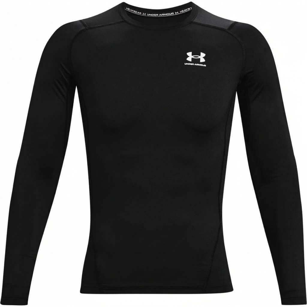 Under Armour HeatGear men's compression long sleeve shirt, black/white