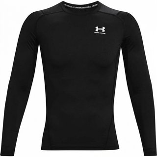 Under Armour HeatGear men's compression long sleeve shirt, black/white