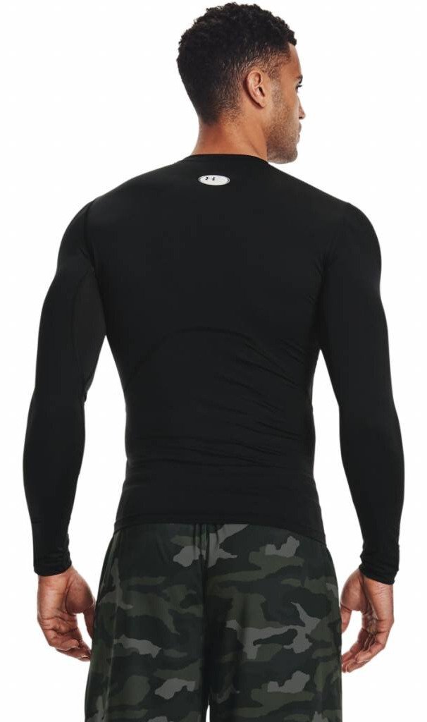 Under Armour HeatGear men's compression long sleeve shirt, black/white