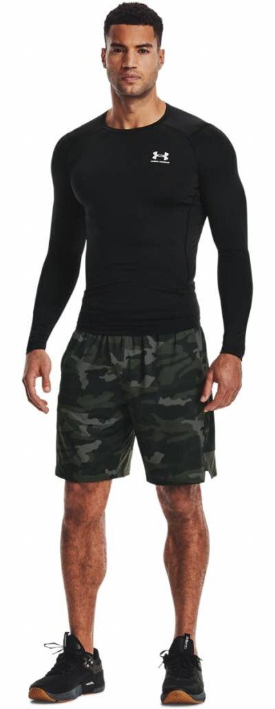 Under Armour HeatGear men's compression long sleeve shirt, black/white