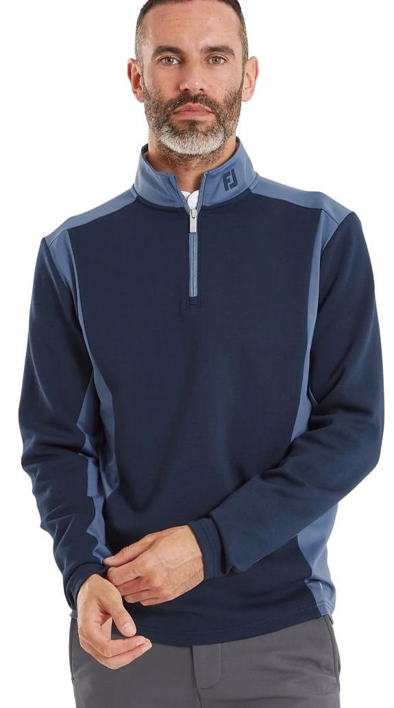 FootJoy ThermoSeries Blocked men's midlayer sweatshirt, navy/midnight