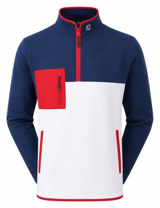 FootJoy Polar Fleece Chill-Out men's sweatshirt, navy/white/red