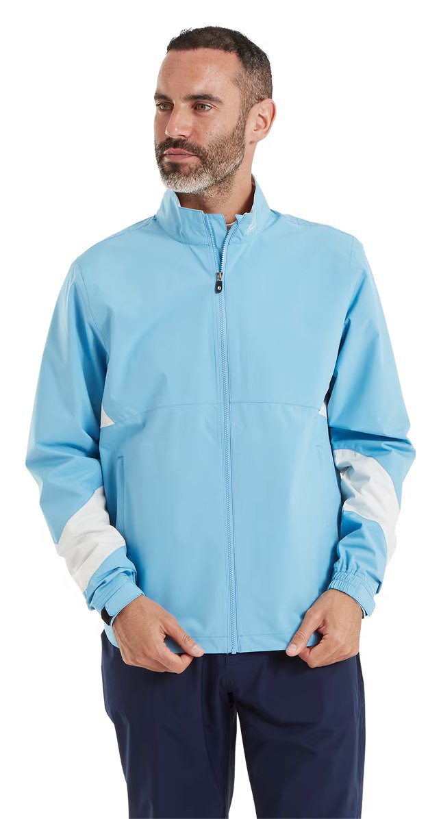 FootJoy HydroLite X men's jacket, mid blue/oyster grey