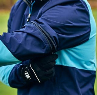 FootJoy HydroLite X Short Sleeve men's rain shirt, navy/mid blue