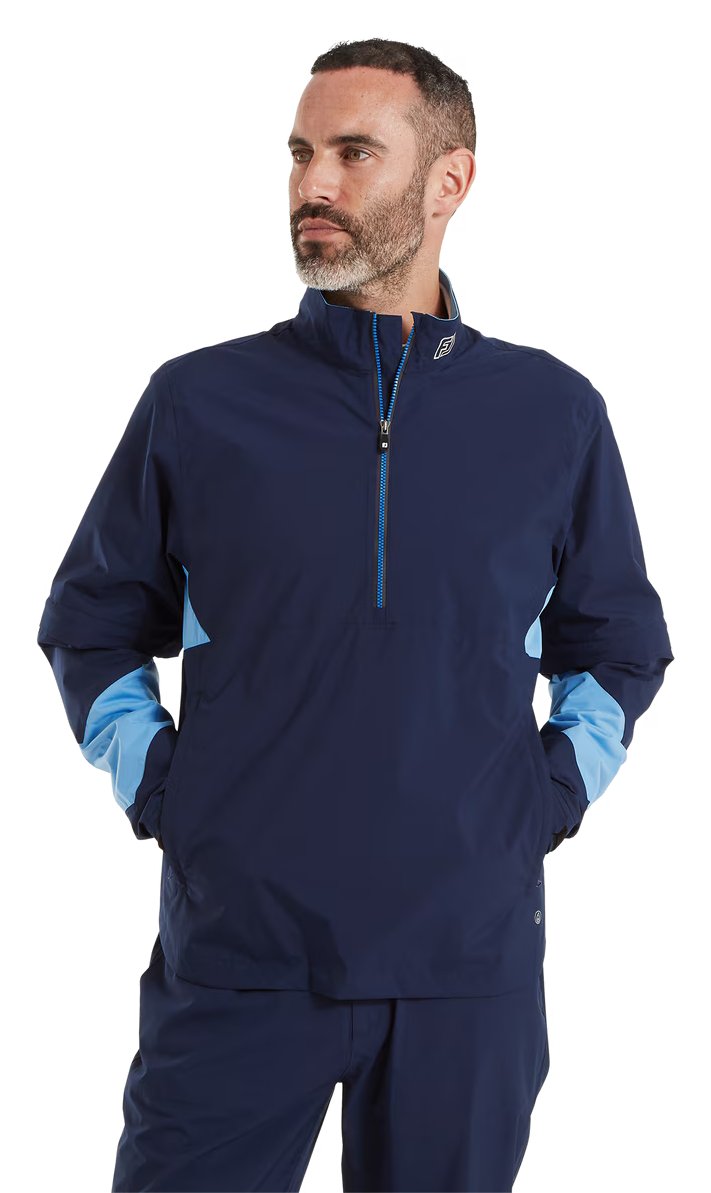 FootJoy HydroLite X Short Sleeve Rain men's shirt, navy/mid blue