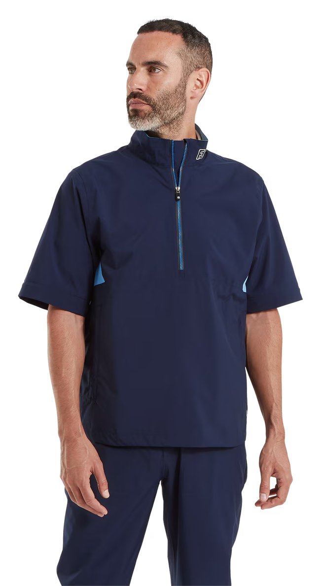 FootJoy HydroLite X Short Sleeve Rain men's shirt, navy/mid blue