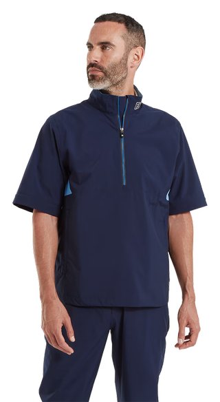 FootJoy HydroLite X Short Sleeve Rain men's shirt, navy/mid blue